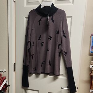 Oiselle Purple and Black Cowl Neck Sweater